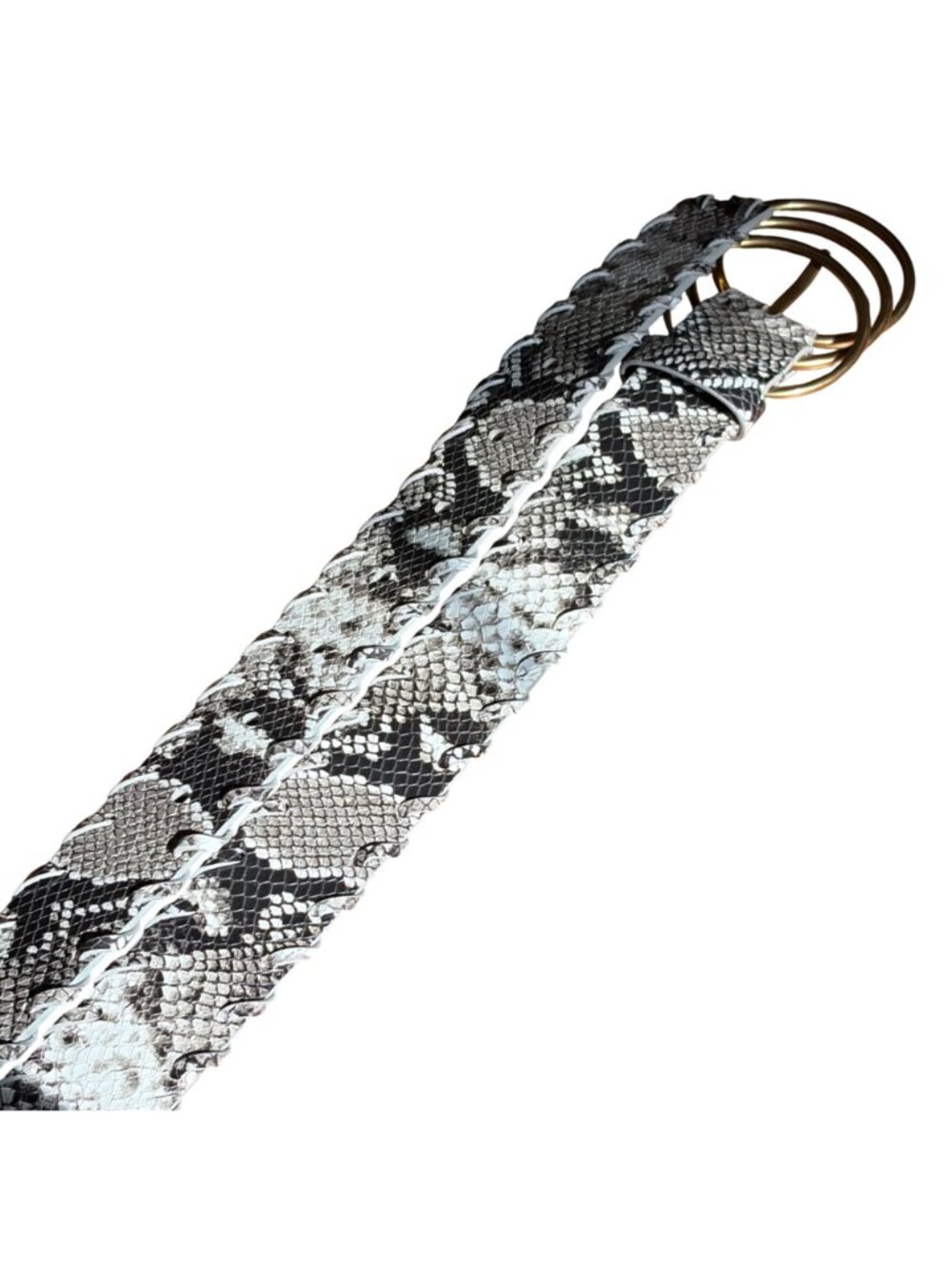 Cabi Serpent Belt Leather Snake Print Womens Medium Gold Ring Buckle - Picture 4 of 6